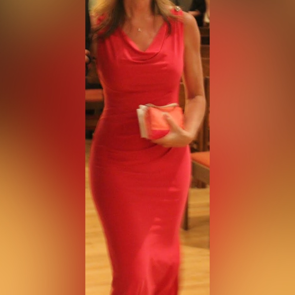 Ralph Lauren Evening Gown Pink Fitted Long Dress Size 2 Bodycon Sexy Wedding
